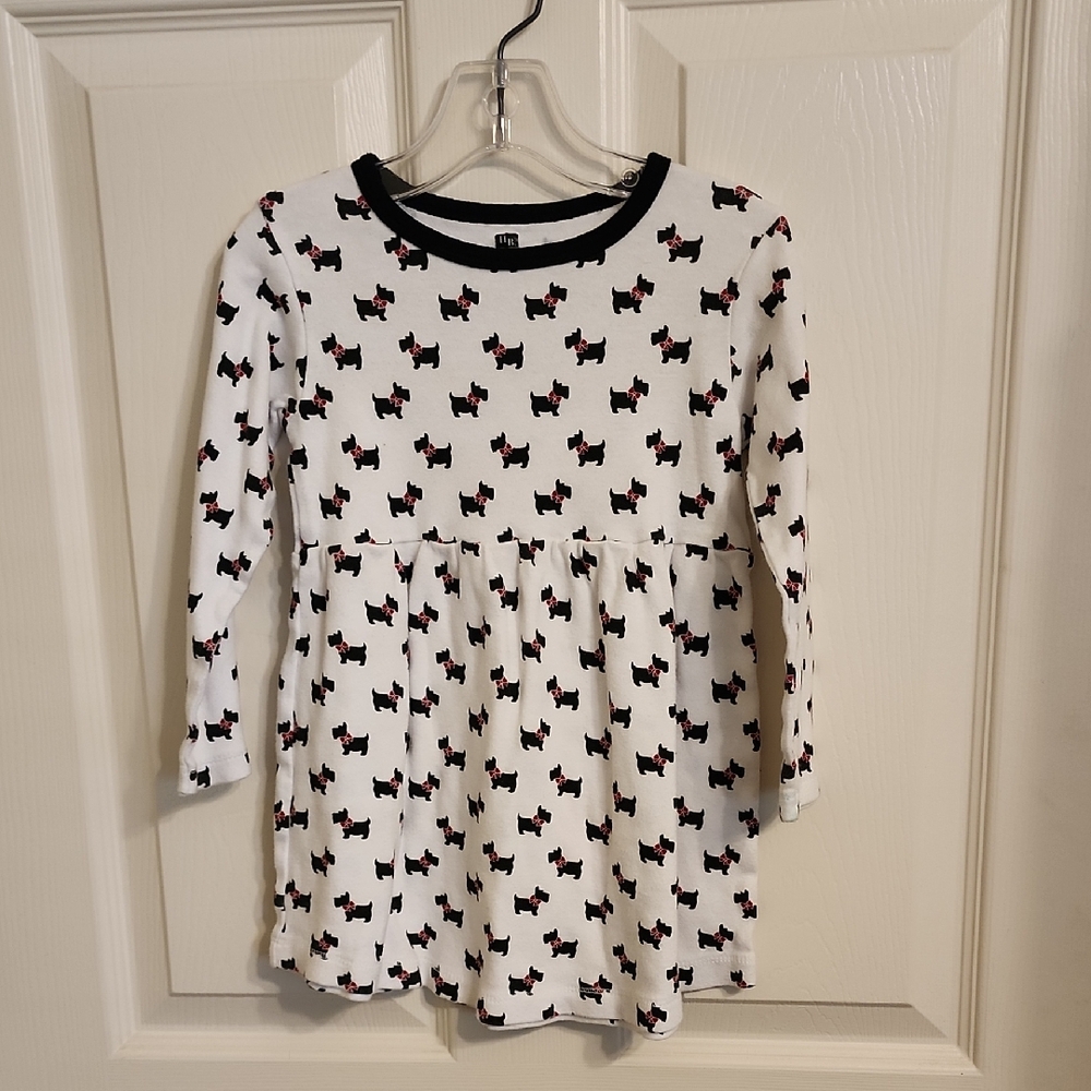 Hudson Baby White Dress with Black and Red Scottie Print